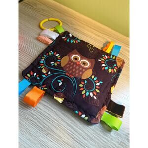 Baby Crinkle Taggy Toy with Squeaker Colorful Owl Design Handcrafted